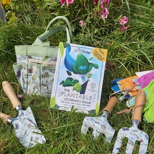 Complete Garden Activity Gift Set, Child&#39;s Personalised Garden Tools, Carry All, Plantable Basil Seed Book, Gloves, Summer Garden Activity