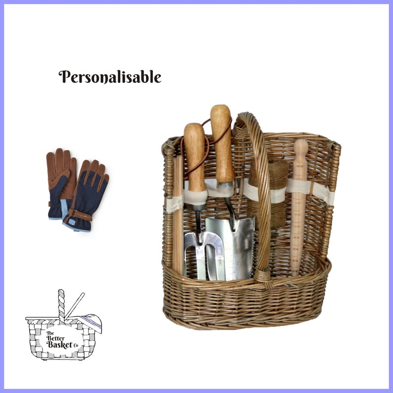 Classic British Garden Gift Set Personalised 11 Piece Garden Trug with Tools and Accessories Denim image 1