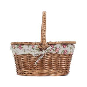 Personalisable Childs Classic Lined English Rose Picnic Basket