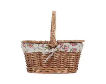 Personalisable Childs Classic Lined English Rose Picnic Basket