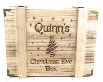 Personalised Christmas Eve Box, Traditional Wooden Christmas Box, Large or Extra Deep Christmas Eve Box, Personalised Christmas Gift Box