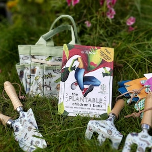 Complete Garden Activity Gift Set, Child&#39;s Personalised Garden Tools, Carry All, Plantable Dill Seed Book, Gloves, Summer Garden Activity