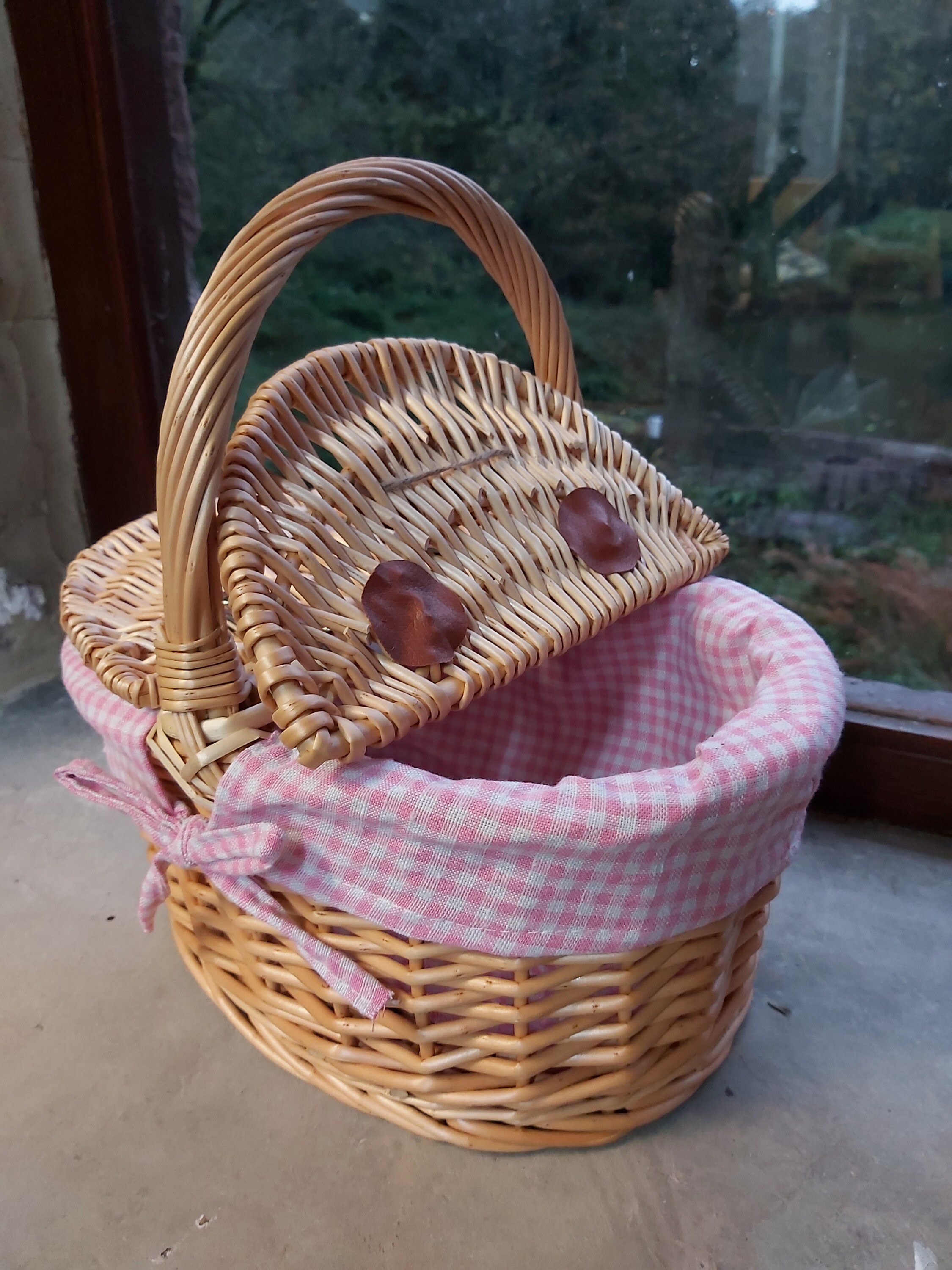 Personalisable Childs Classic Pink Gingham Picnic Basket Etsy Australia