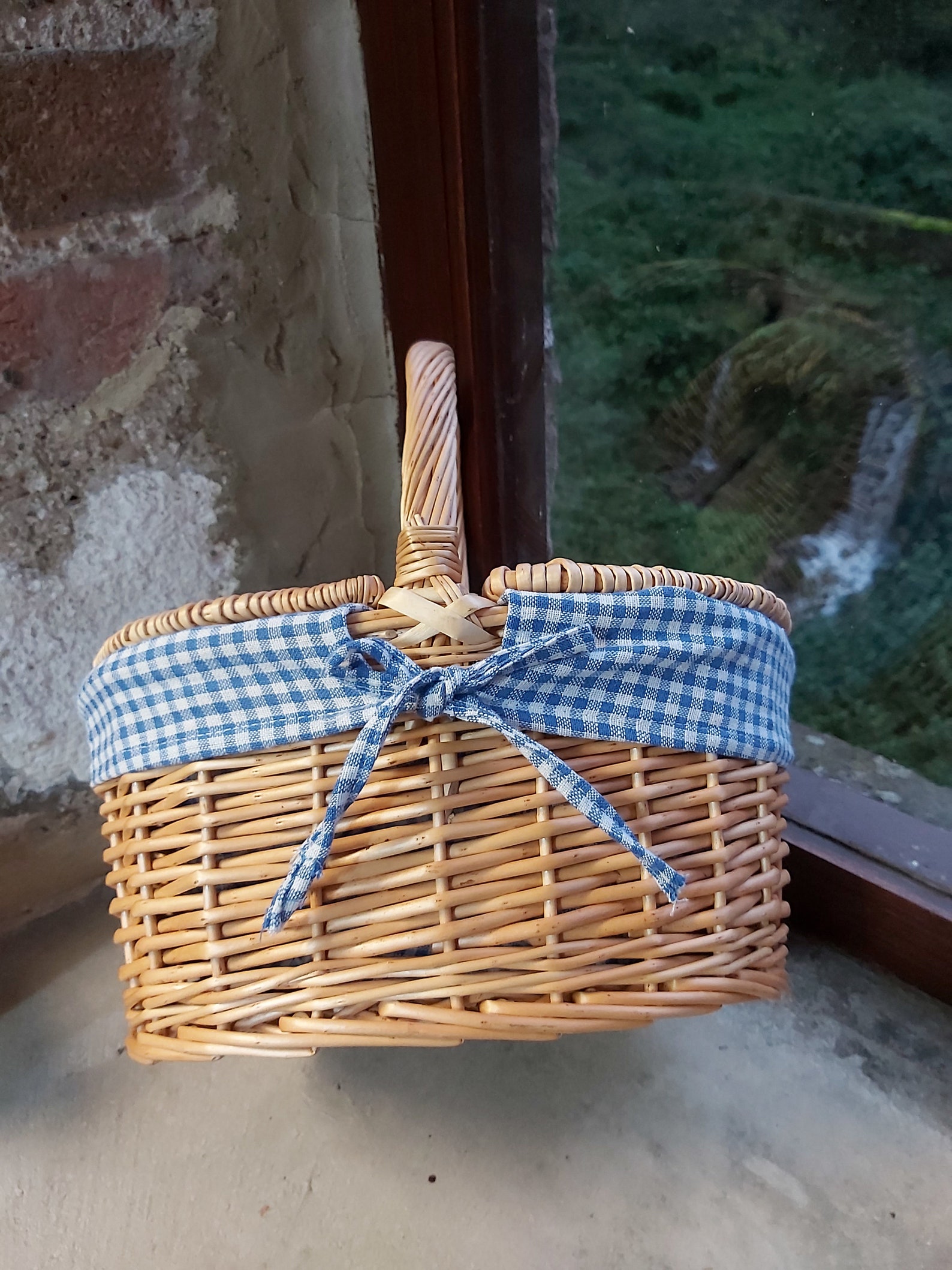 Personalisable Childs Classic Blue Gingham Picnic Basket Etsy UK