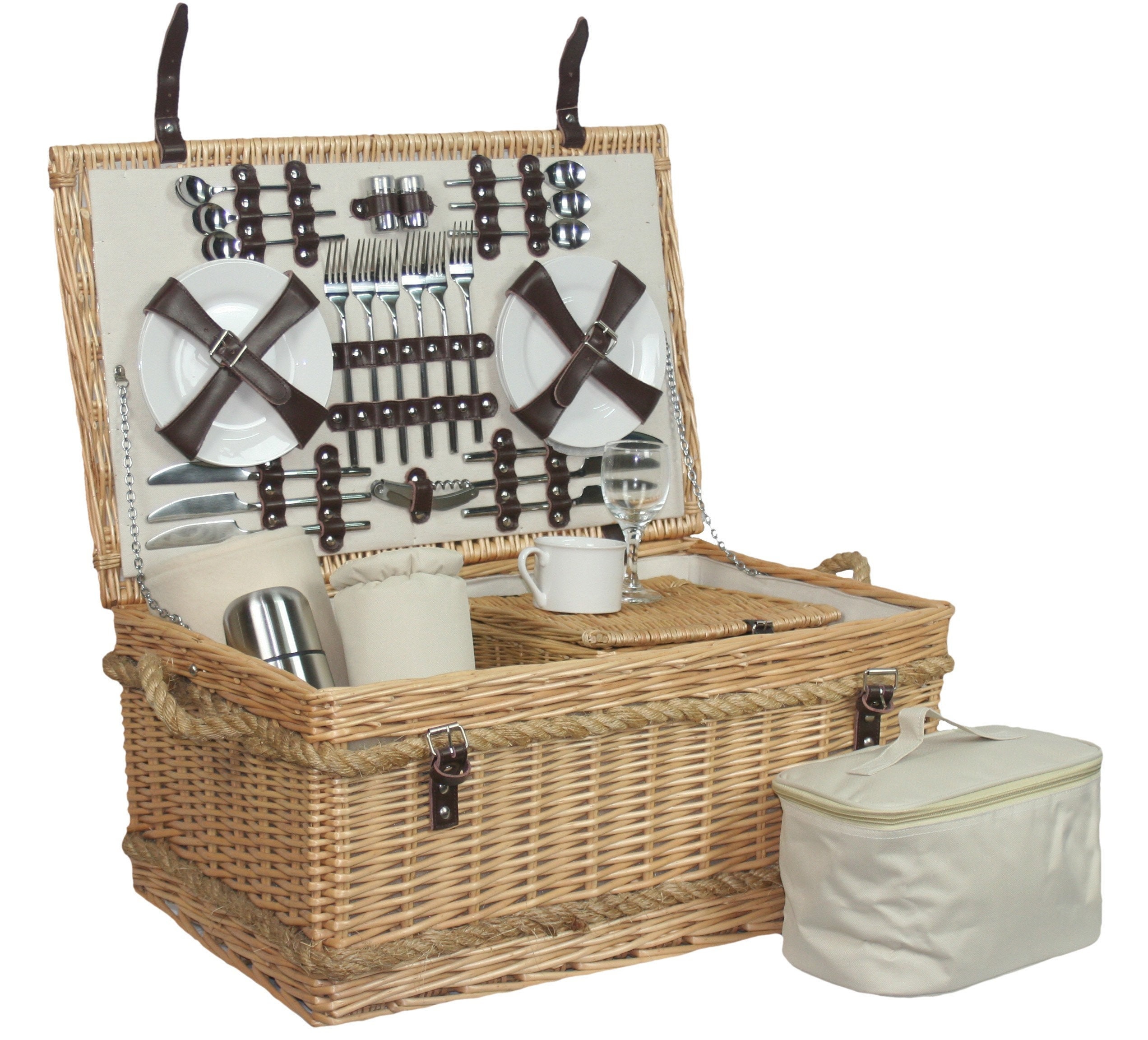 Red Hamper 4 Person Classic Wicker Fitted Picnic Basket 