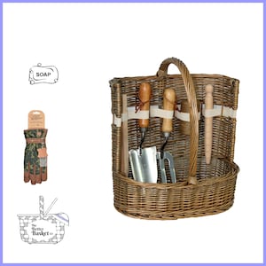 Extra Large Garden Gift Set Personalised 13 Piece Garden Trug with Tools and Accessories (Green Oak Leaf)