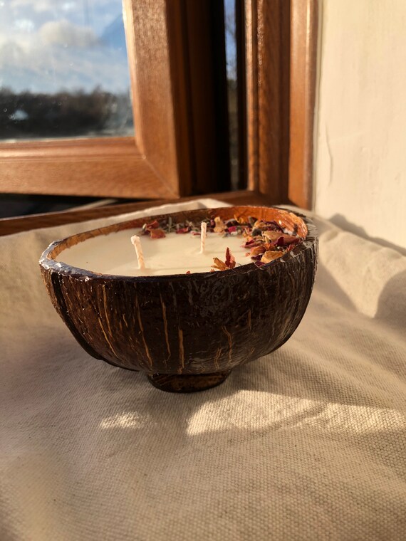 Coconut Bowl Coconut Shell Candle Etsy