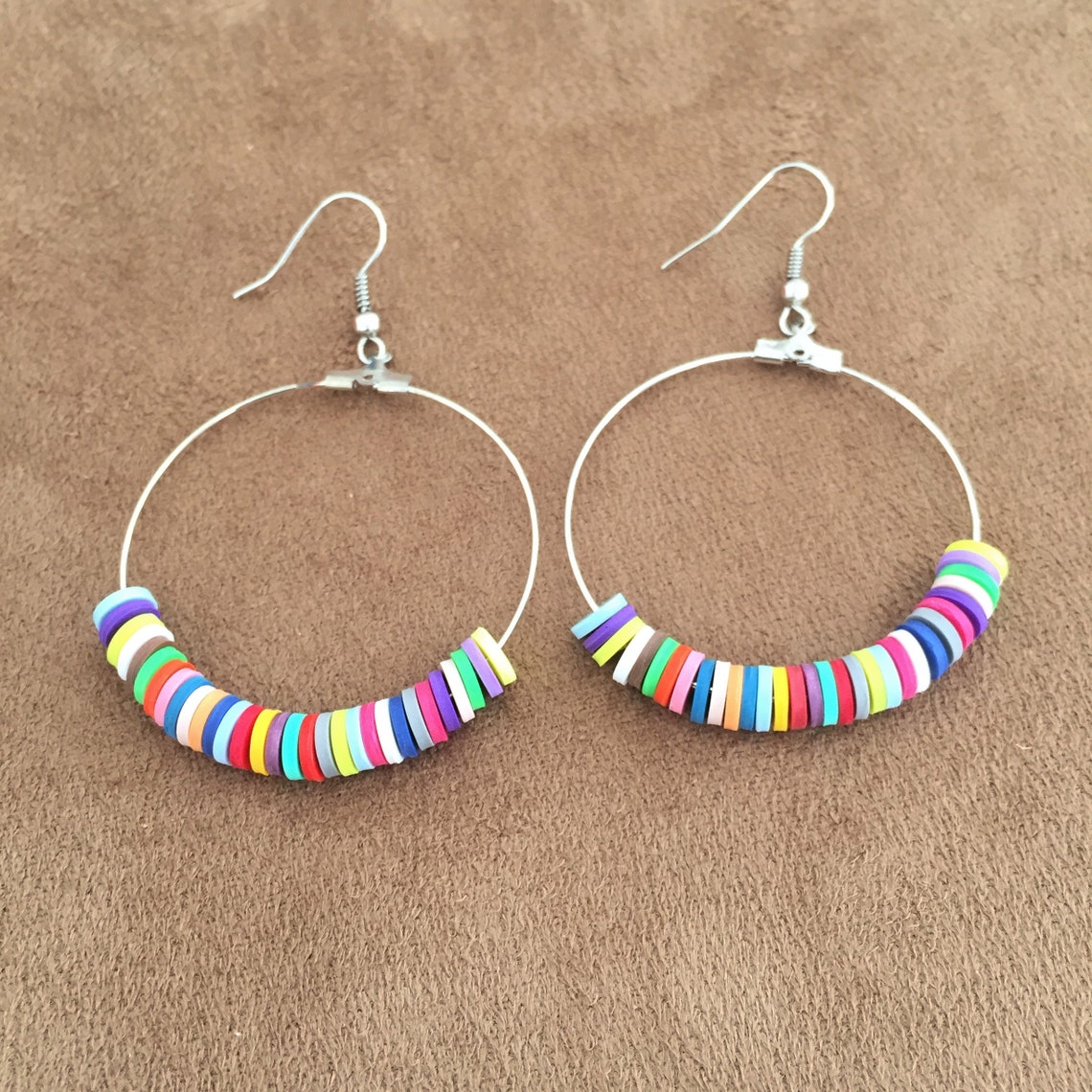 Colorful Earrings Multi Color Earrings Hoop Earrings Round Etsy