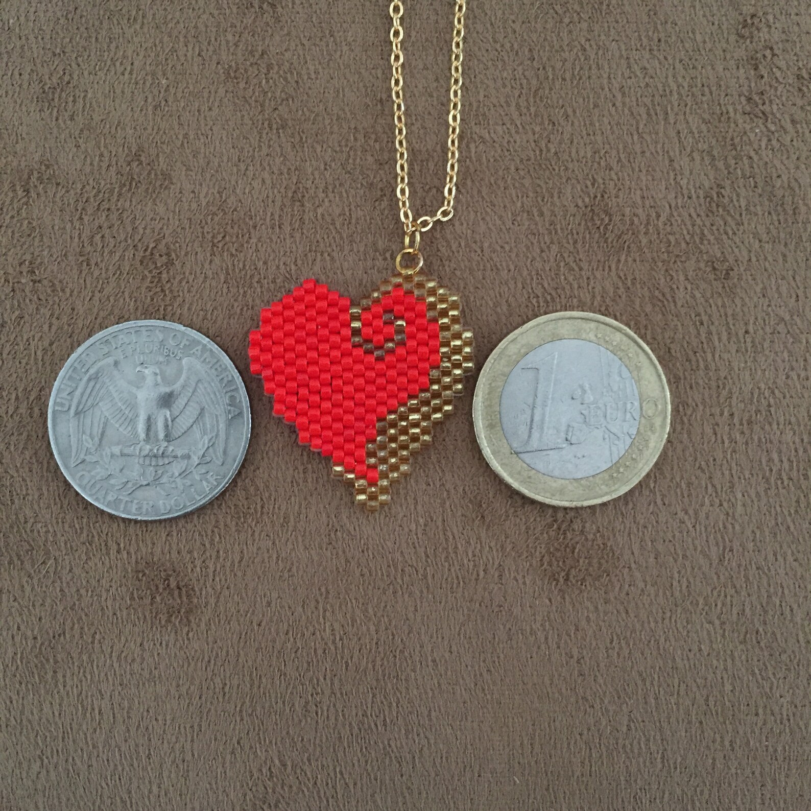 Beaded Heart Pendant Heart Necklace Heart Shaped Necklace Etsy