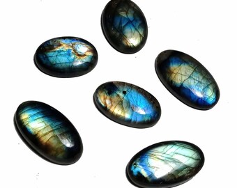 Natural Flashy Labradorite Mix Shape 8 pcs Loose Gemstone Cabochon Lot For Making Jewelry