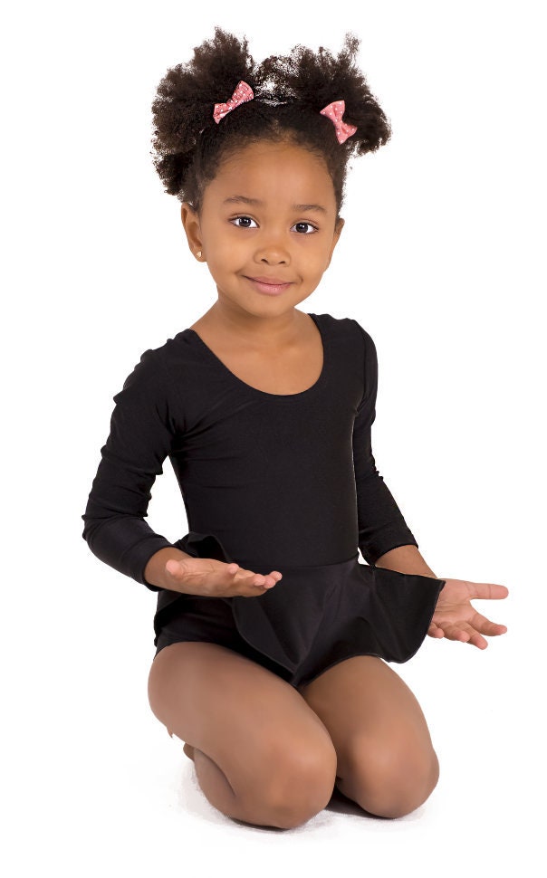 Classic long sleeve black leotard for girls for dancing or gym Etsy