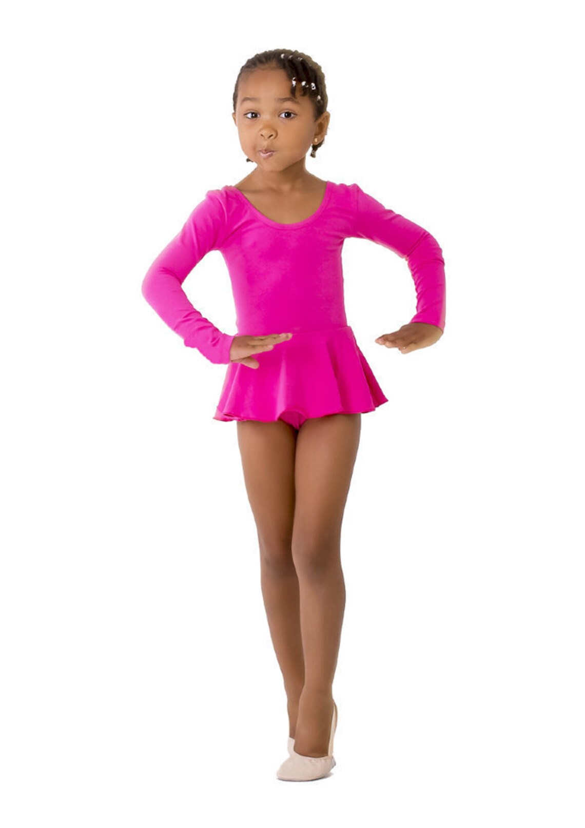 Classic long sleeve bright pink leotard for girls for dancing Etsy
