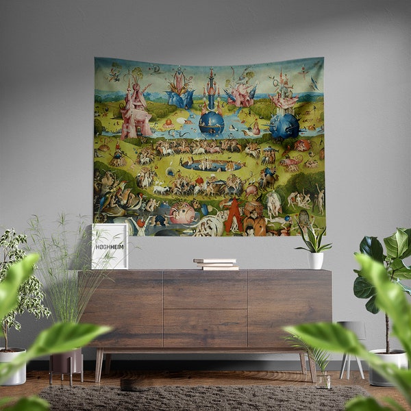 Hieronymus Bosch The Garden of Earthly Delights Art Tapestry, Wall Hanging, Wall Gift, Heavy Canvas Fabric, Room Decor, Home Decoration Gift