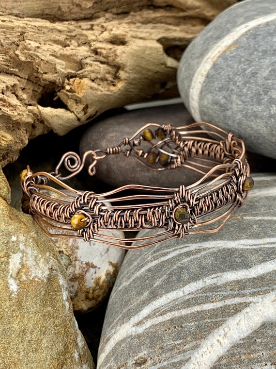 Handmade Copper Wire Cuff Bracelet - Copper