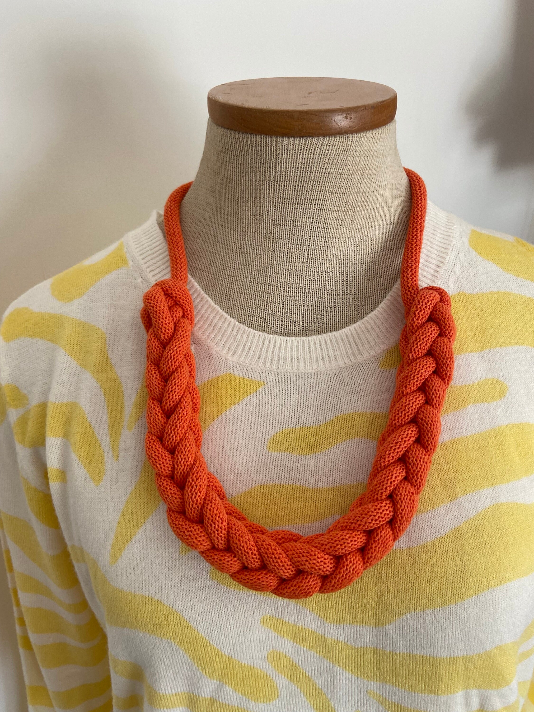 Handwoven Burnt Orange Macrame Necklace - Women Jewelry Orange Macrame Necklace - Modish Handmade main image 2