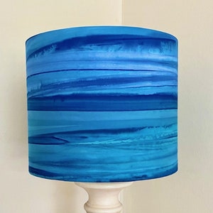 ARTISAN BATIK BLUE Lampshade, Handmade Fabric Lampshade, Designer Lampshade, Drum Lampshade, Oval Lampshade