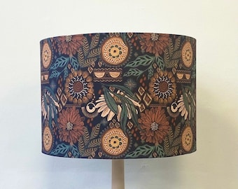 BOHO FLORAL Handmade Lampshade, Designer Lampshade, Fabric Lampshade,  Drum Lampshade