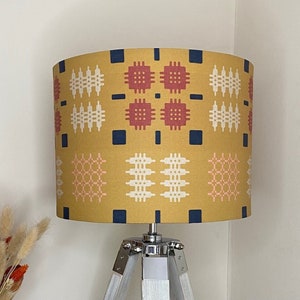 WELSH TAPESTRY LAMPSHADE, Handmade Lampshade,  Multi-Coloured Lampshade, Welsh Blanket Lampshade, Drum Lampshade