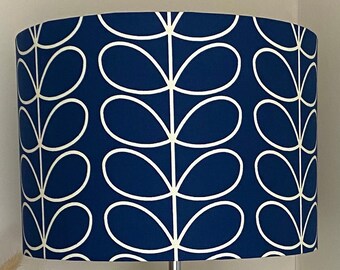 LINEAR STEM LAMPSHADE, Warm Navy Fabric Lampshade, Classic Designer Lampshade, Drum Lampshade