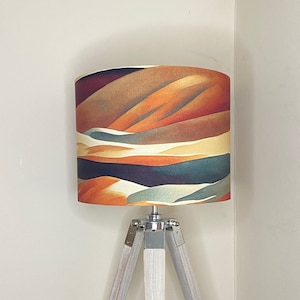 SANDSTONE HILLS Handgefertigter Lampenschirm, Designer Lampenschirm, Stoff Lampenschirm, Trommel Lampenschirm