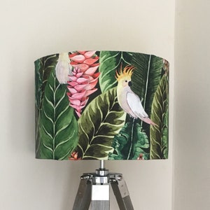 COCKATIEL LAMPSHADE, Handmade Lampshade, Exotic Lampshade, Designer Lampshade, Drum Lampshade, Cylinder Lampshade