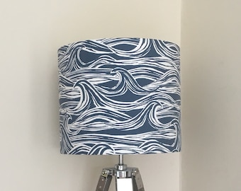 OCEAN SURF LAMPSHADE,  Wave Lampshade,  Sea Lampshade, Handmade Lampshade, Designer Lampshade, Drum Lampshade, Coastal Lampshade
