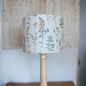 EMBROIDERED MEADOW FLOWER Lampshade, Handmade Linen Lampshade, Designer Lampshade, Drum Lampshade