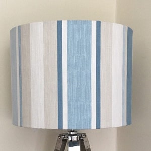 LAURA ASHLEY SEASPRAY Lampshade, Seaspray Awning Stripe Handmade Lampshade, Designer Lampshade, Drum Lampshade, Cylinder Lampshade image 1