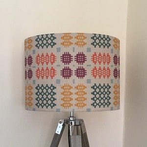WELSH TAPESTRY LAMPSHADE, Handmade Lampshade,  Multi-Coloured Lampshade, Welsh Blanket Lampshade, Drum Lampshade