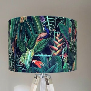 VELVET PEACOCK Handmade Lampshade, Designer Lampshade, Drum Lampshade, Velvet Lampshade