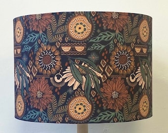 BOHO FLORAL Handmade Lampshade, Designer Lampshade, Fabric Lampshade,  Drum Lampshade