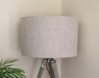NATURAL ITALIAN LINEN Lampshade, Handmade Lampshade, Drum Lampshade, Cylinder Lampshade, Italian Linen
