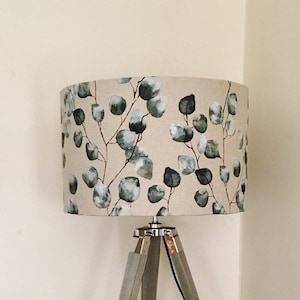 WATERCOLOUR LEAF Handmade Lampshade, Green Lampshade, Fabric Lampshade, Designer Lampshade, Drum Lampshade, Cylinder Lampshade
