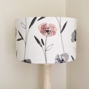 CREAM HEDGEROW FLORAL Lampshade, Cream Fabric Lampshade, Handmade Lampshade, Floral Lampshade, Drum Lampshade, Cylinder Lampshade