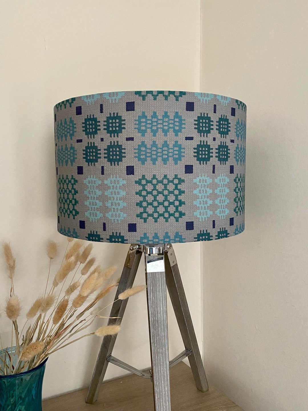 WELSH TAPESTRY LAMPSHADE Handmade Lampshade Grey/turquoise Etsy UK