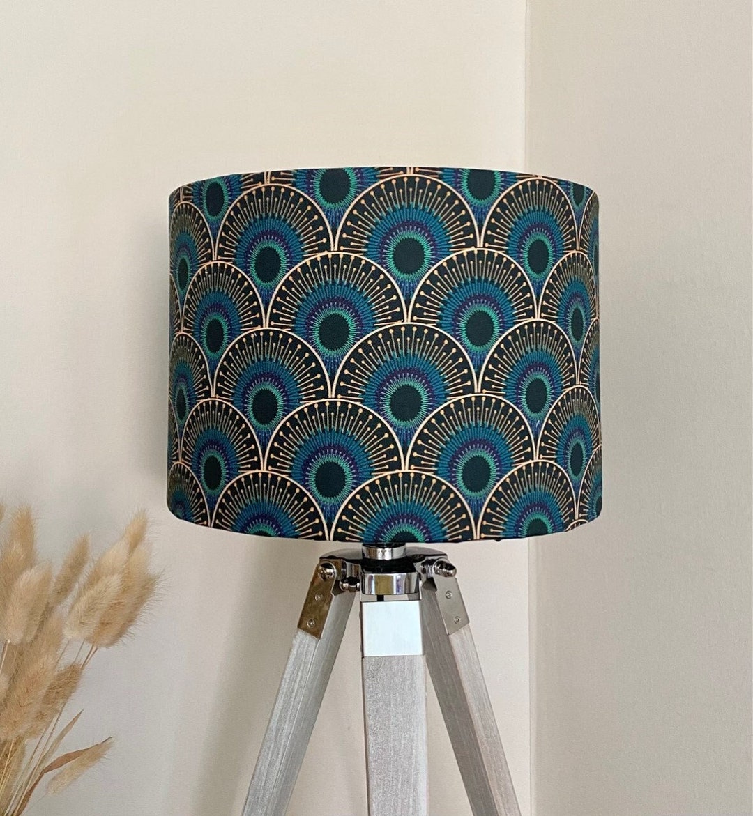 ART DECO Handmade Fabric Lampshade, Designer Lampshade, Fabric Lampshade, Drum Lampshade Etsy