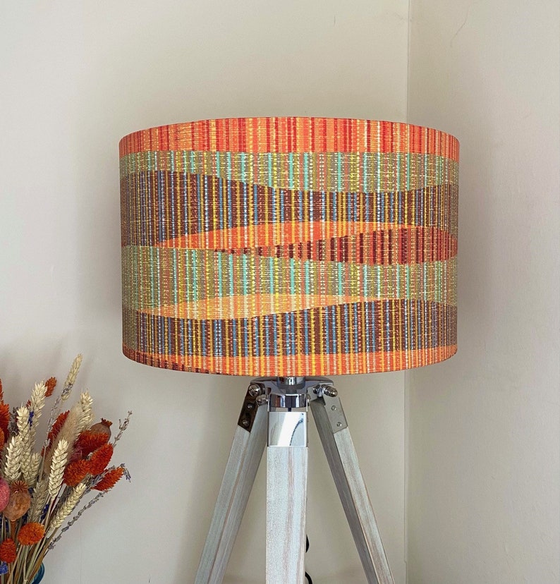 STRIPED ABSTRACT Handmade Lampshade, Designer Lampshade, Fabric Lampshade, Drum/Cylinder Lampshade image 2