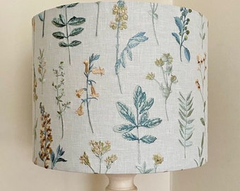 EMBROIDERED MEADOW FLOWER Lampshade, Handmade Linen Lampshade, Designer Lampshade, Drum Lampshade