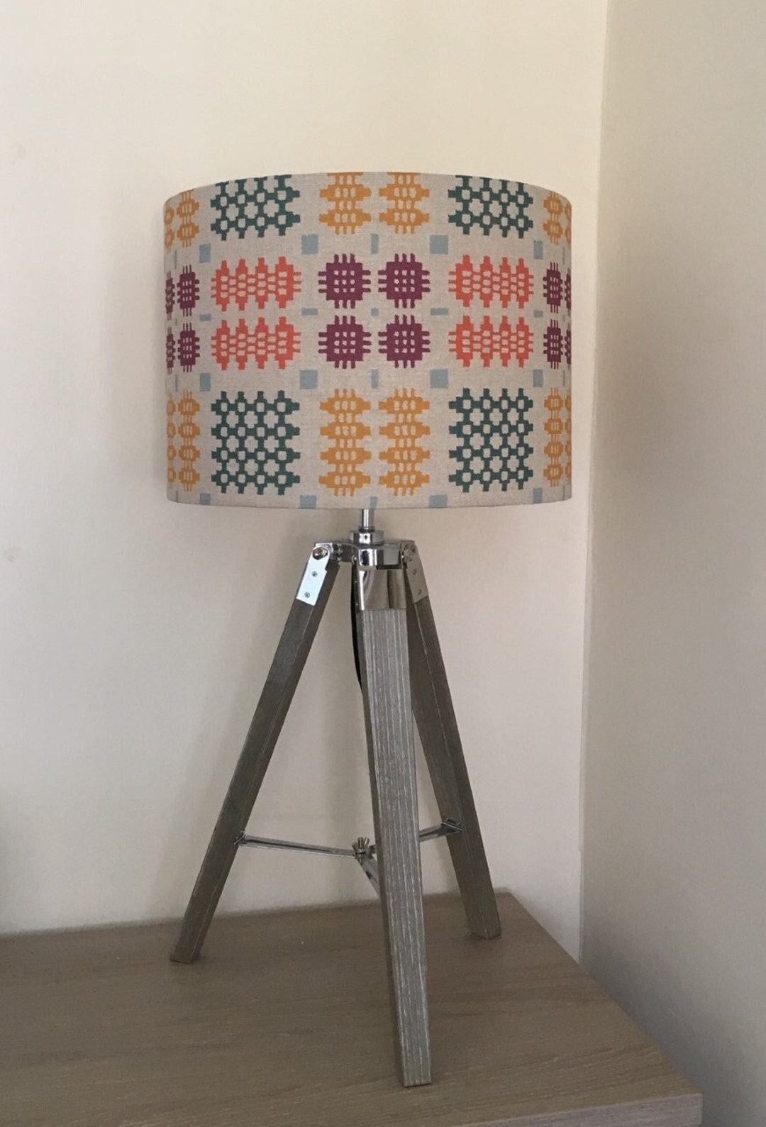 WELSH TAPESTRY LAMPSHADE, Handmade Lampshade, Multicoloured Lampshade