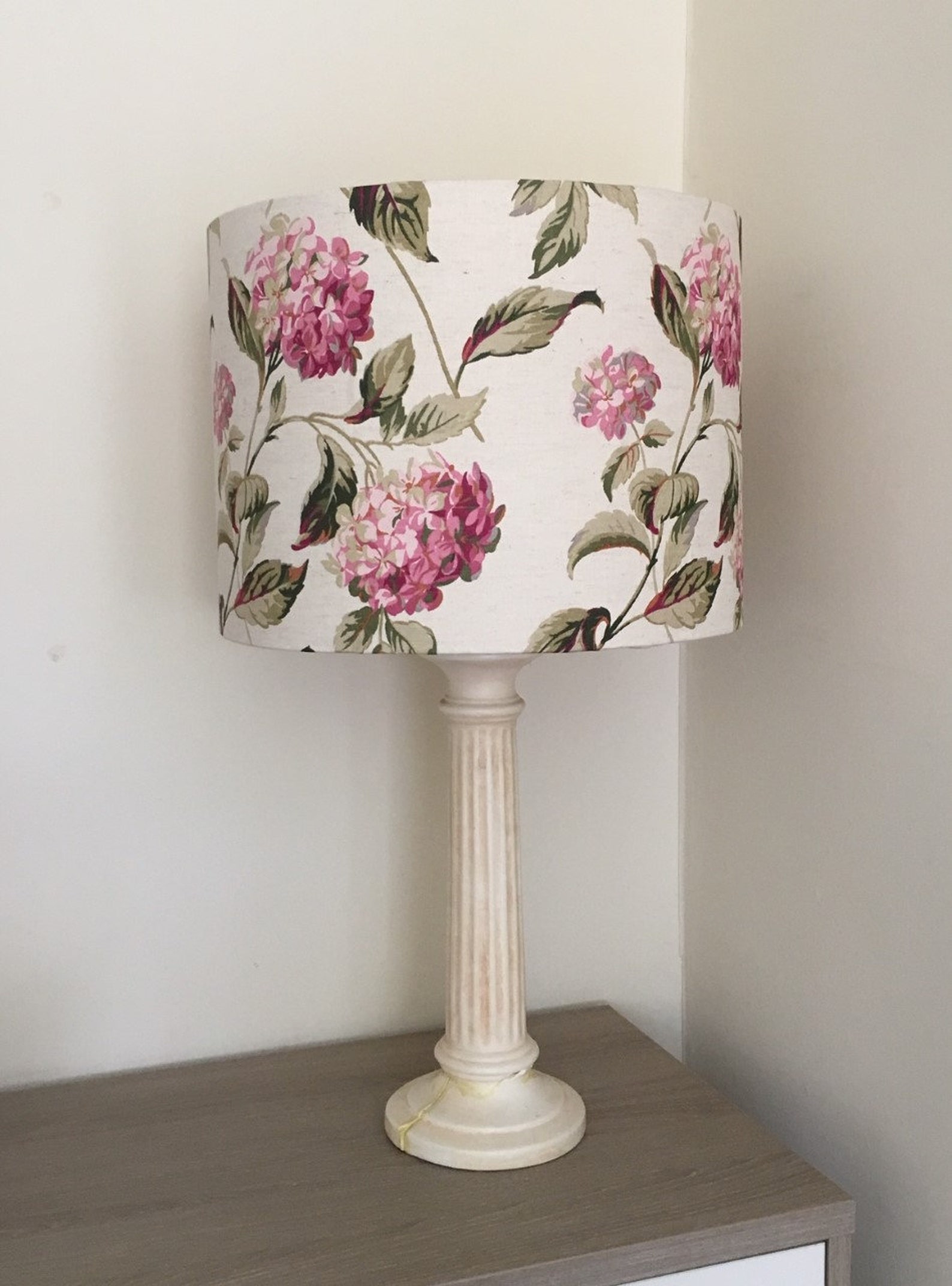 LAURA ASHLEY HYDRANGEA Handmade Lampshade Natural and Pink Etsy India