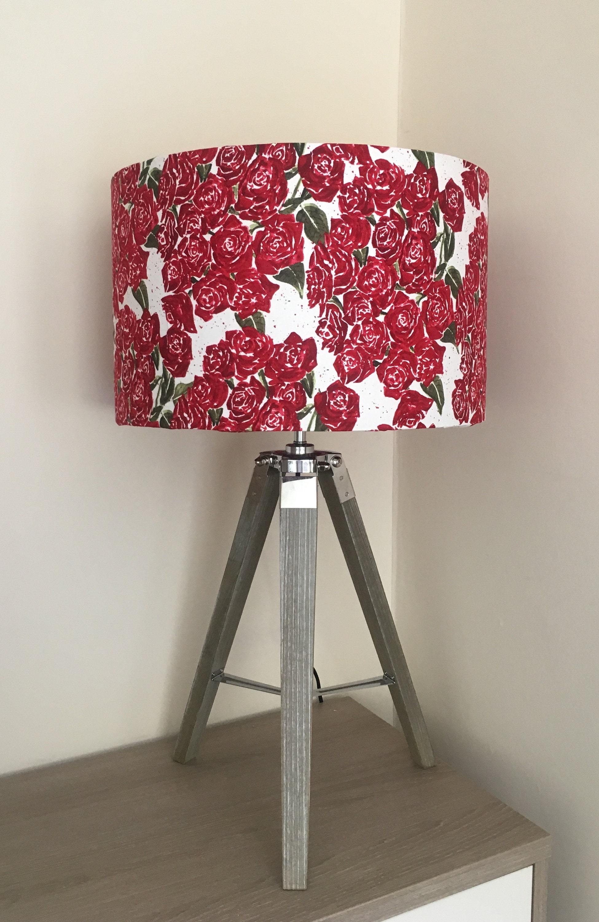 ABAT-JOUR ROSE, Abat-jour floral, Abat-jour design, Abat-jour tambour, Abat-jour cylindre