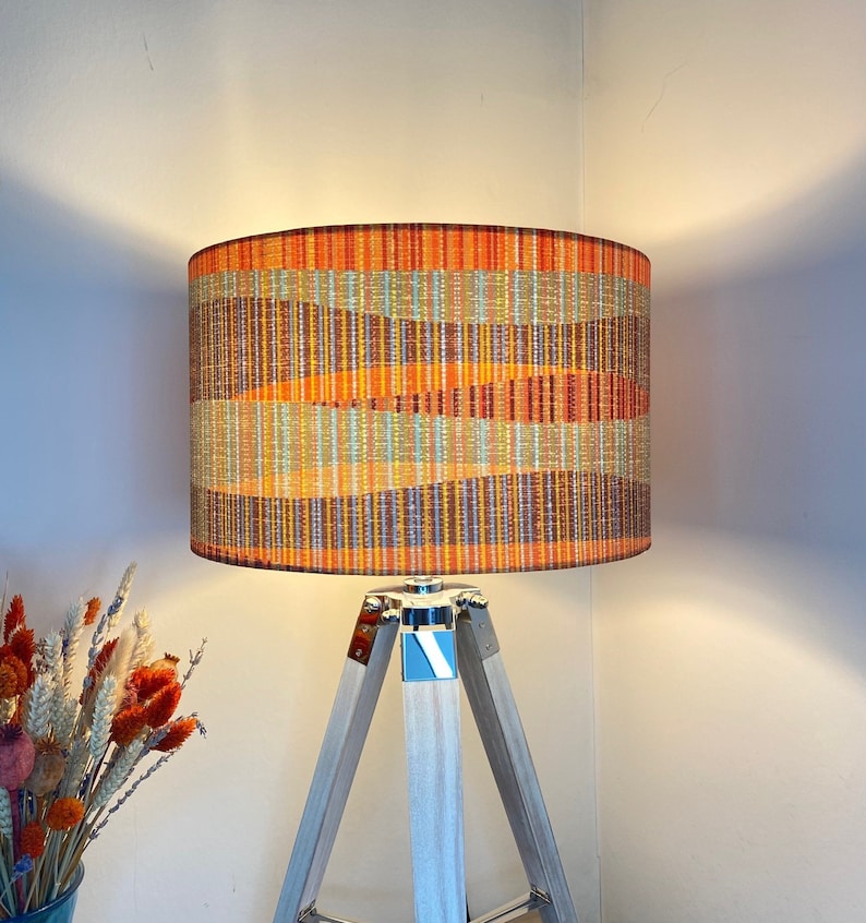STRIPED ABSTRACT Handmade Lampshade, Designer Lampshade, Fabric Lampshade, Drum/Cylinder Lampshade image 3