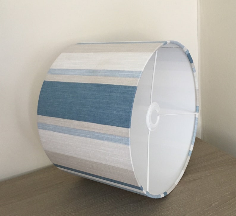 LAURA ASHLEY SEASPRAY Lampshade, Seaspray Awning Stripe Handmade Lampshade, Designer Lampshade, Drum Lampshade, Cylinder Lampshade image 10