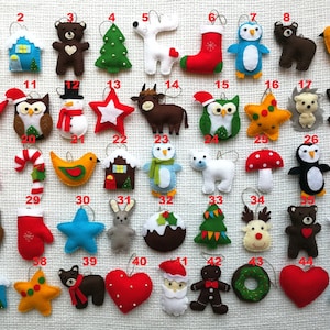 Christmas ornament, forest animals, party decoration, felt ornament, handmade decor, home decor,  tree decoration.