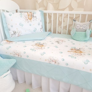 Zoo animal bedding set, Soft cotton nursery duvet cover and pillow case,  Baby gift