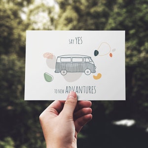 Say yes to new Advantures - Postkarte | Grußkarte | Glückwunschkarte | Camping & Vanlife