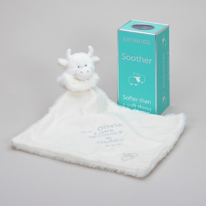 Personalised Embroidery Highland Cow Cream Soother