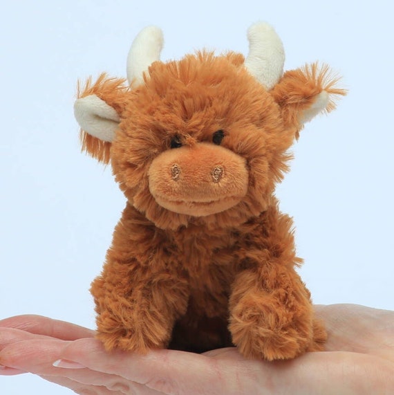 Just to say Love you to the Moooooon and back -  Mini Highland Coo Cow plush soft toy, boxed CE/UKCA. Gift Idea.