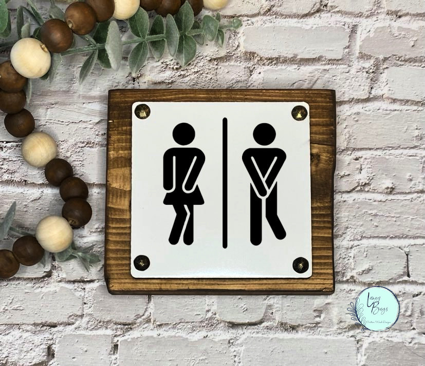 Bathroom people sign bathroom stick figure people funny | Etsy