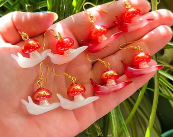 Mushroom Snail Earrings